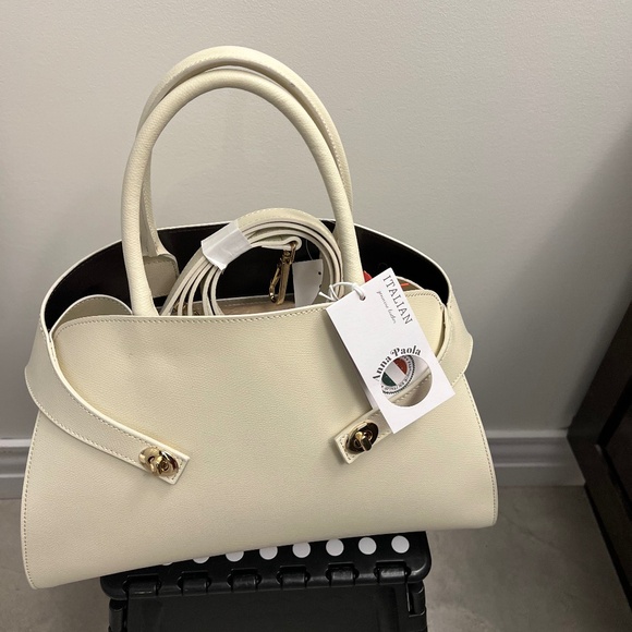 Anna Paola cream large leather bag made in Italy - Picture 1 of 3